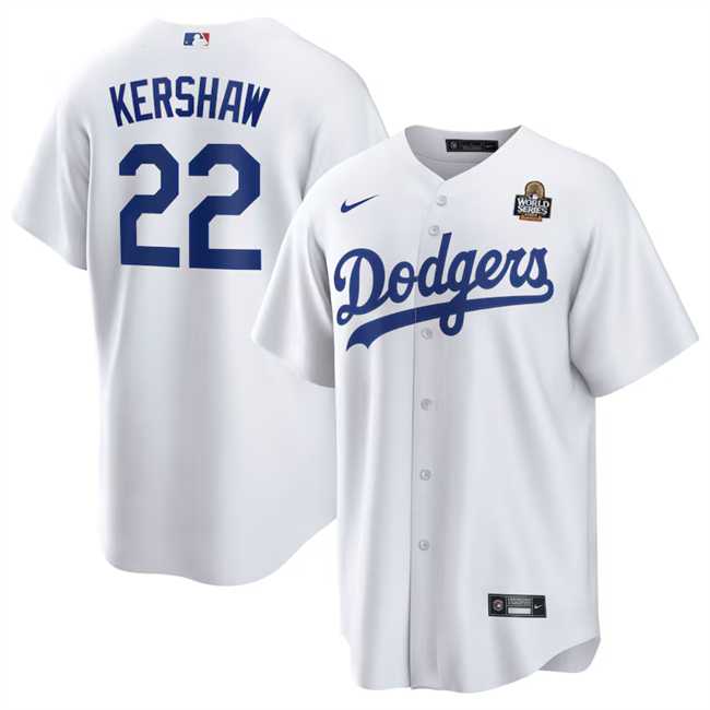 Men's Los Angeles Dodgers #22 Clayton Kershaw White 2024 World Series Cool Base Stitched Jersey Dzhi,We sell and wholesale Men's Los Angeles Dodgers #22 Clayton Kershaw White 2024 World Series Cool Base Stitched Jersey Dzhi on line form chian!